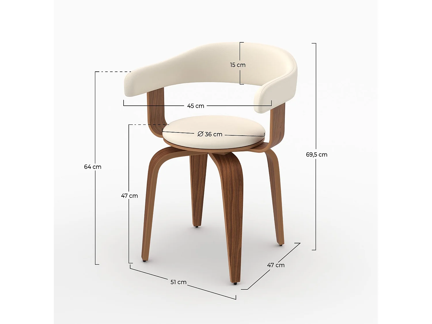 Chaise avec accoudoirs en cuir synthétique blanc - Harold