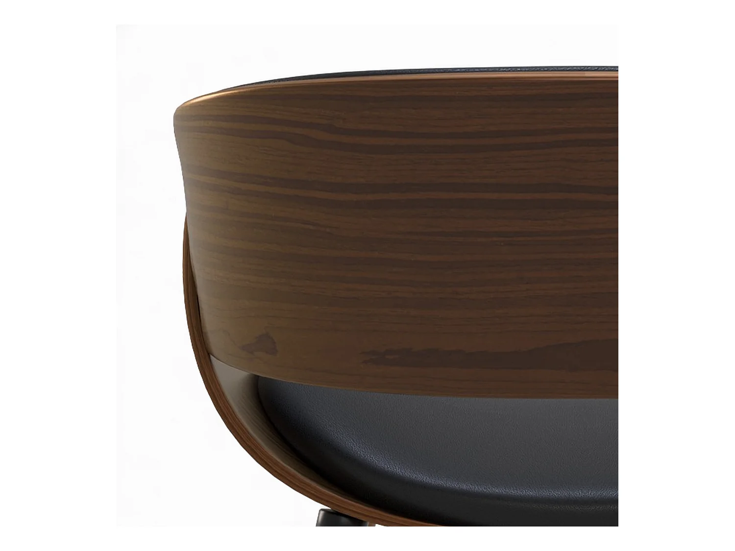 Silla Polo negra de cuero sintético y madera chapada en nogal