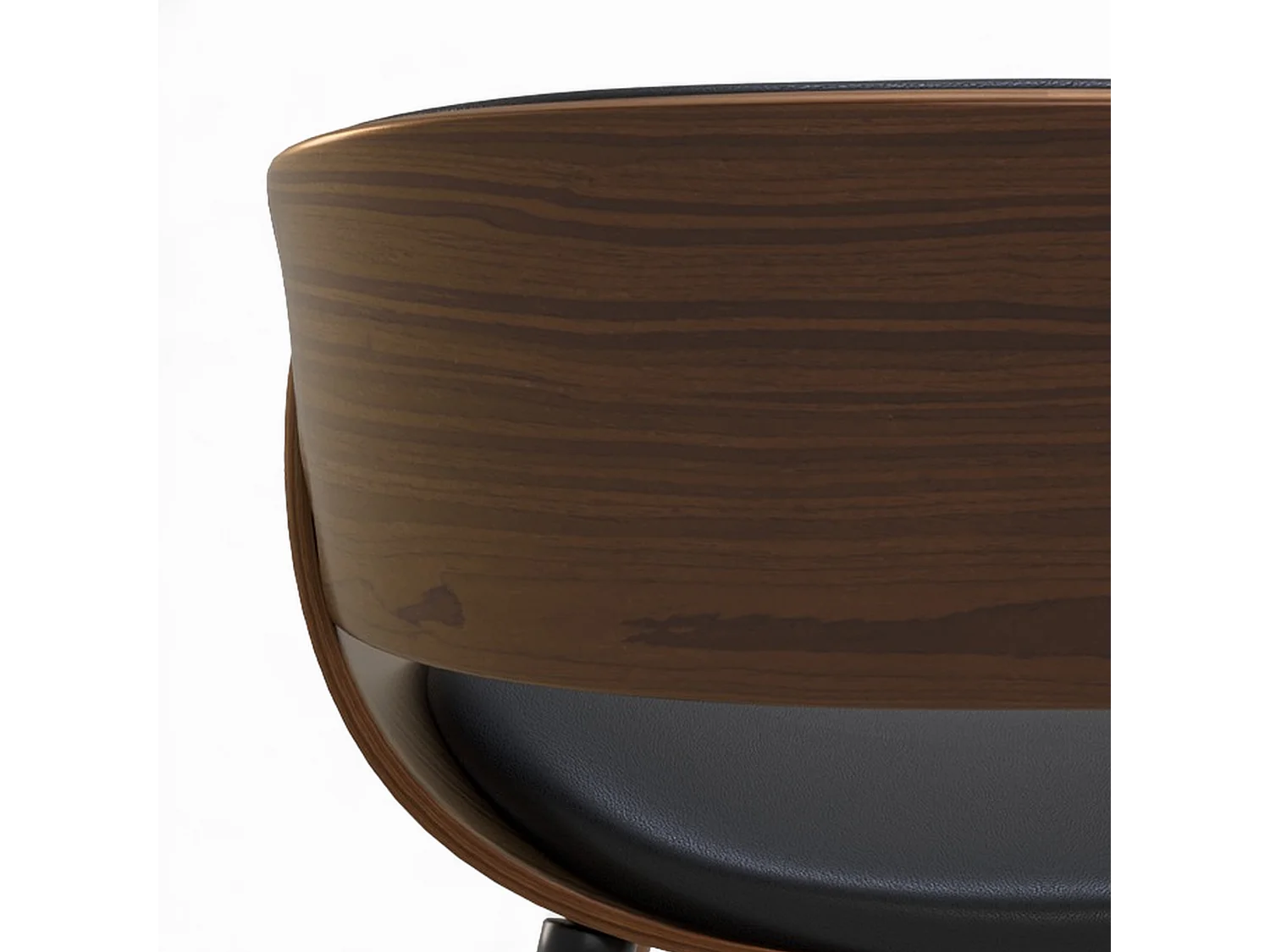 Silla Polo negra de cuero sintético y madera chapada en nogal