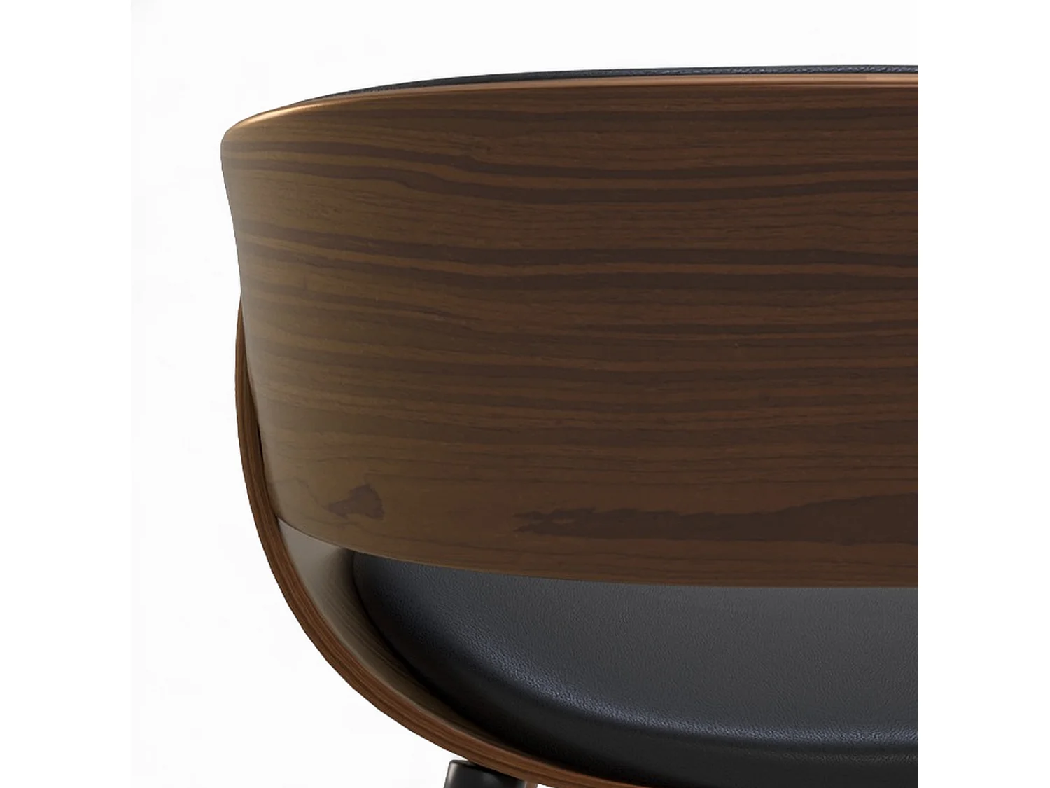 Silla Polo negra de cuero sintético y madera chapada en nogal