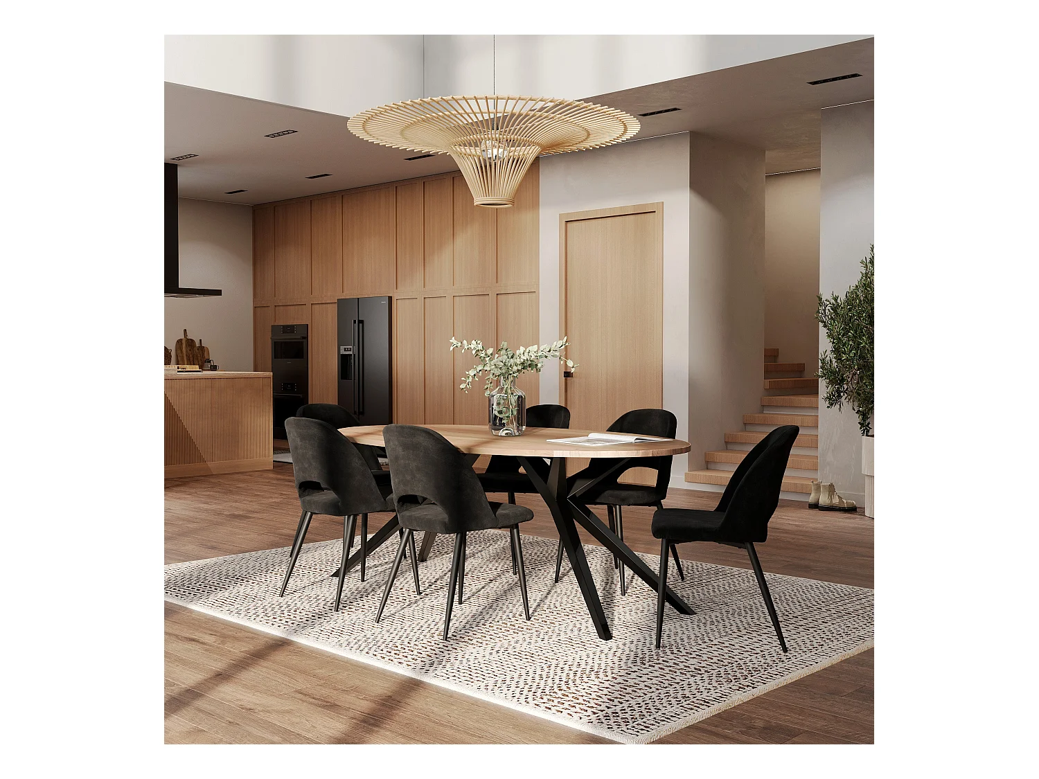 Lote de 2 sillas negras de terciopelo y metal, diseño de los años setenta revisitado