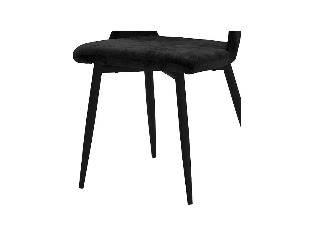 Lote de 2 sillas negras de terciopelo y metal, diseño de los años setenta revisitado