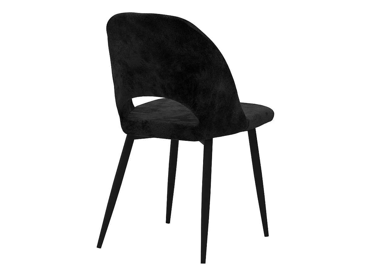 Lot de 2 chaises noires en velours et pieds en métal - Pénélope