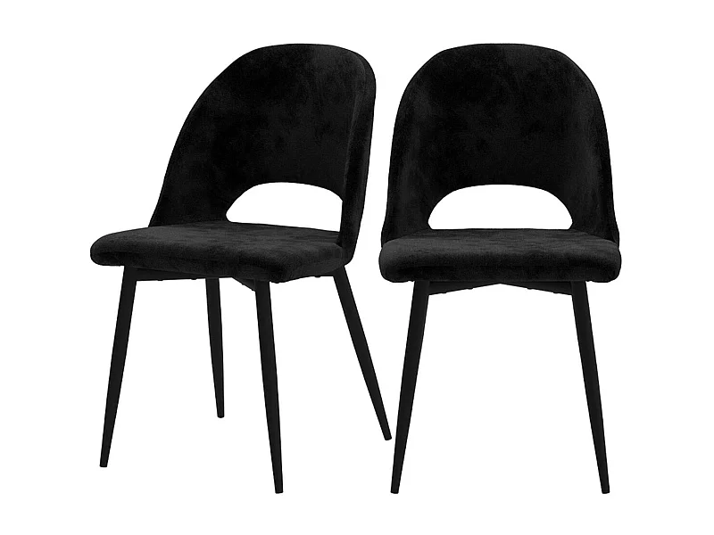 Set di 2 sedie nere in velluto e metallo, design anni '70 rivisitato