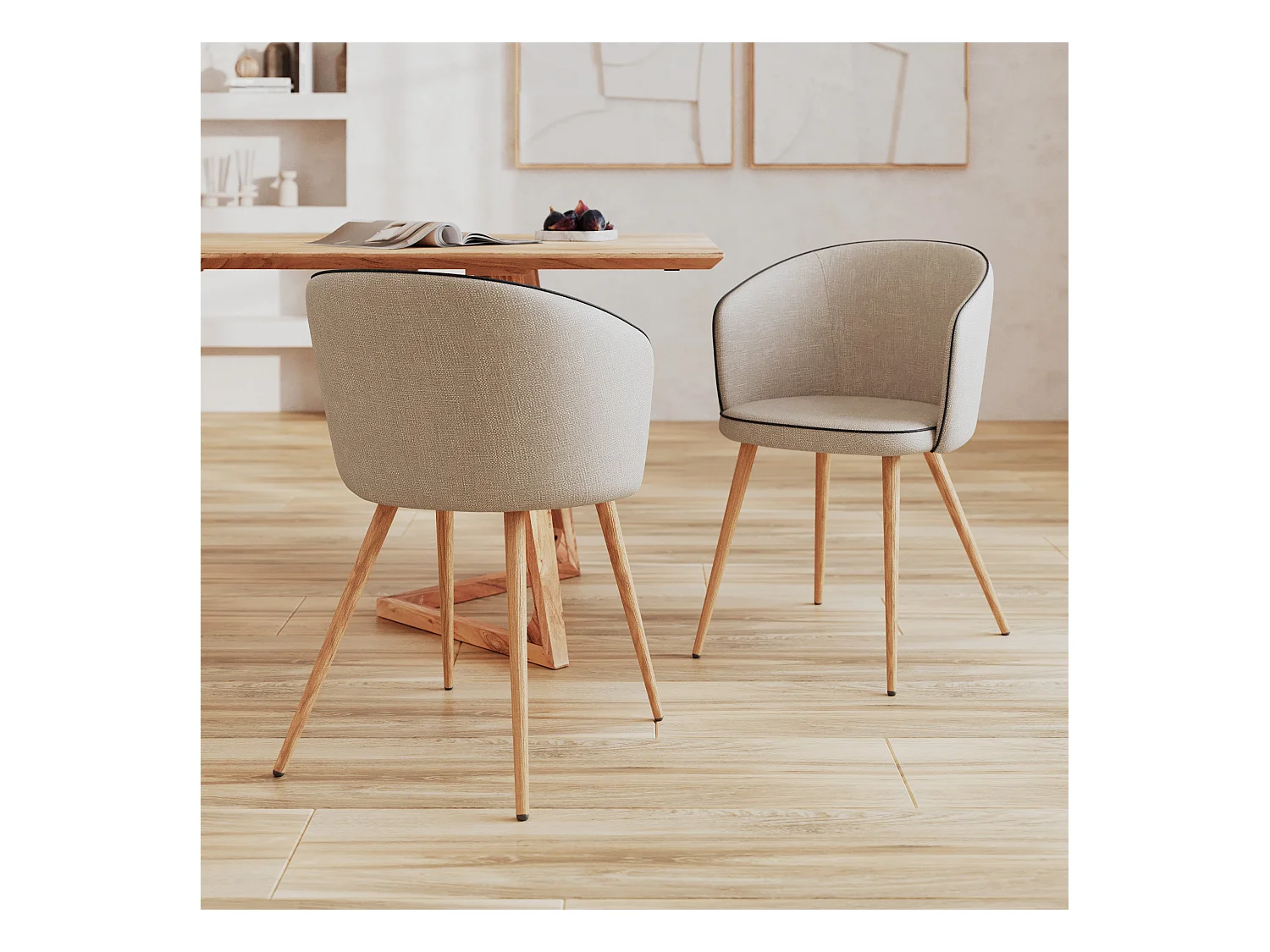 Set de 2 sillas de tela beige - Chiara