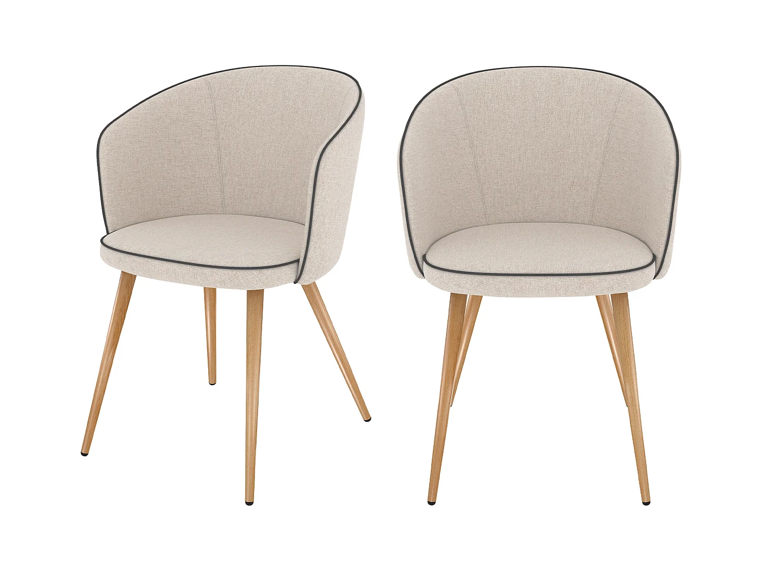 Lot de 2 chaises en tissu beige - Chiara