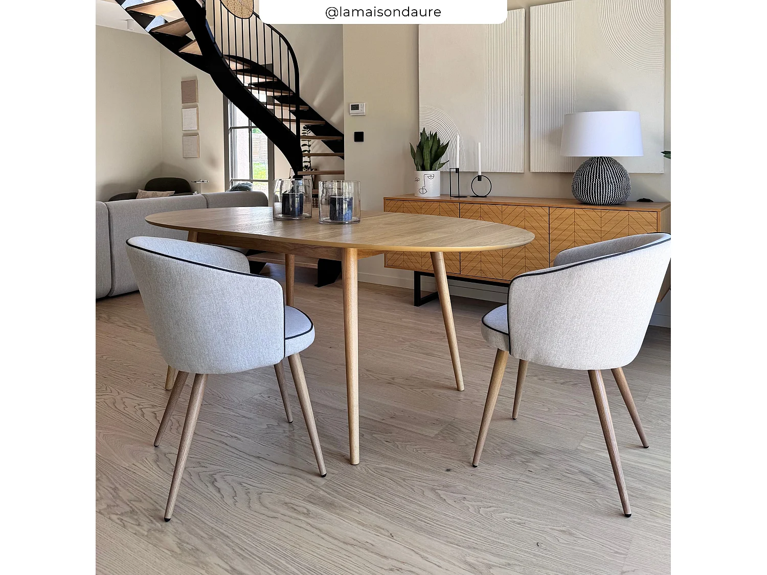 Lot de 2 chaises en tissu beige - Chiara