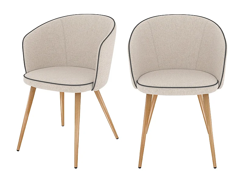 Set de 2 sillas de tela beige - Chiara