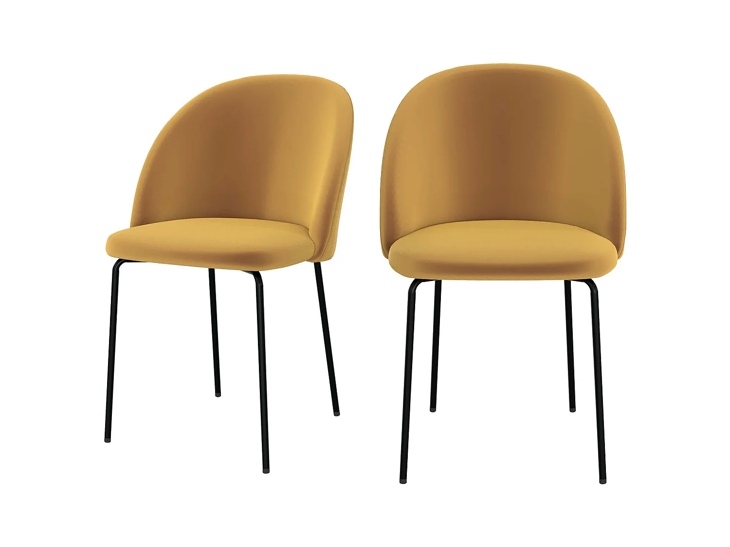 Lot de 2 chaises en velours jaune moutarde - Karl