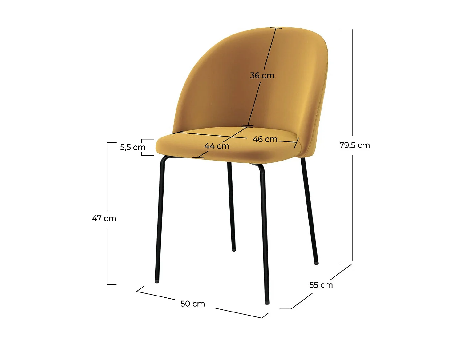 Set di 2 sedie in velluto giallo senape - Karl