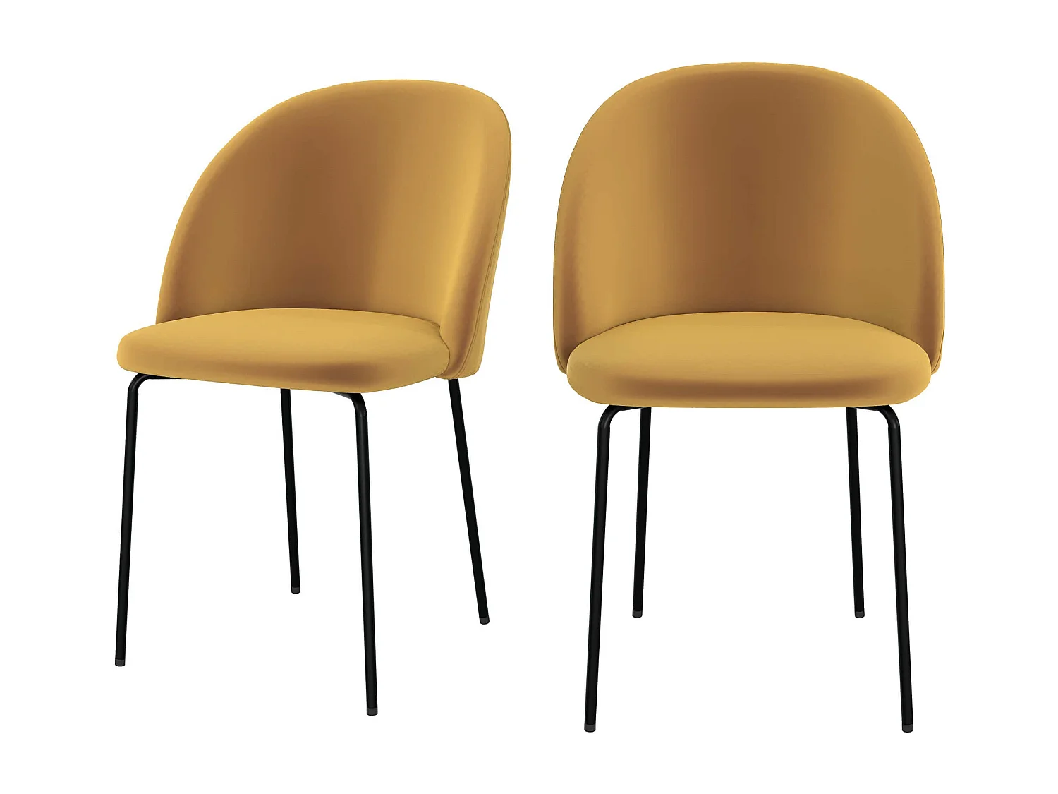Lot de 2 chaises en velours jaune moutarde - Karl