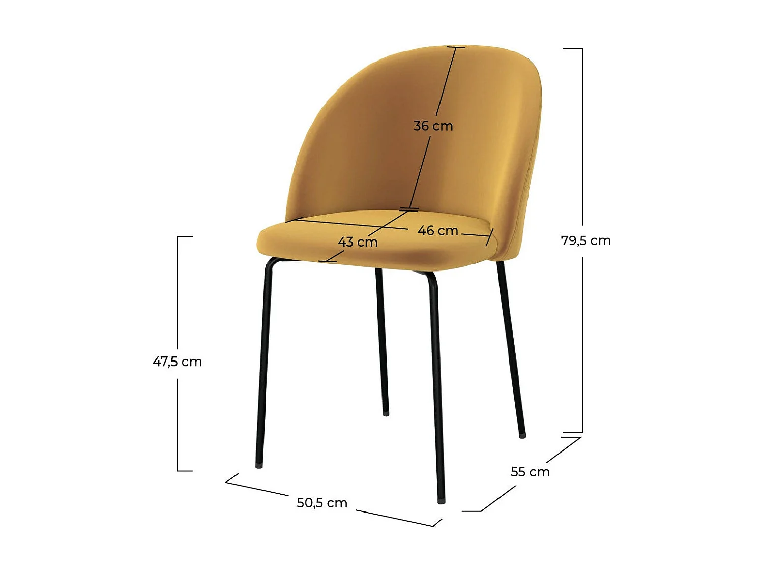Lot de 2 chaises en velours jaune moutarde - Karl