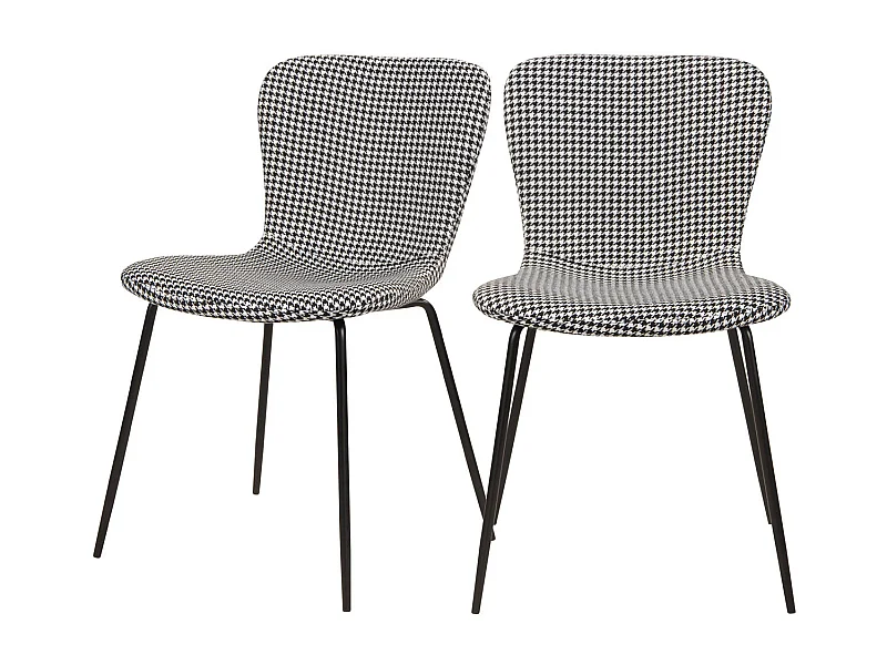 Set di 2 sedie in tessuto pied-de-poule con gambe in metallo - Koko
