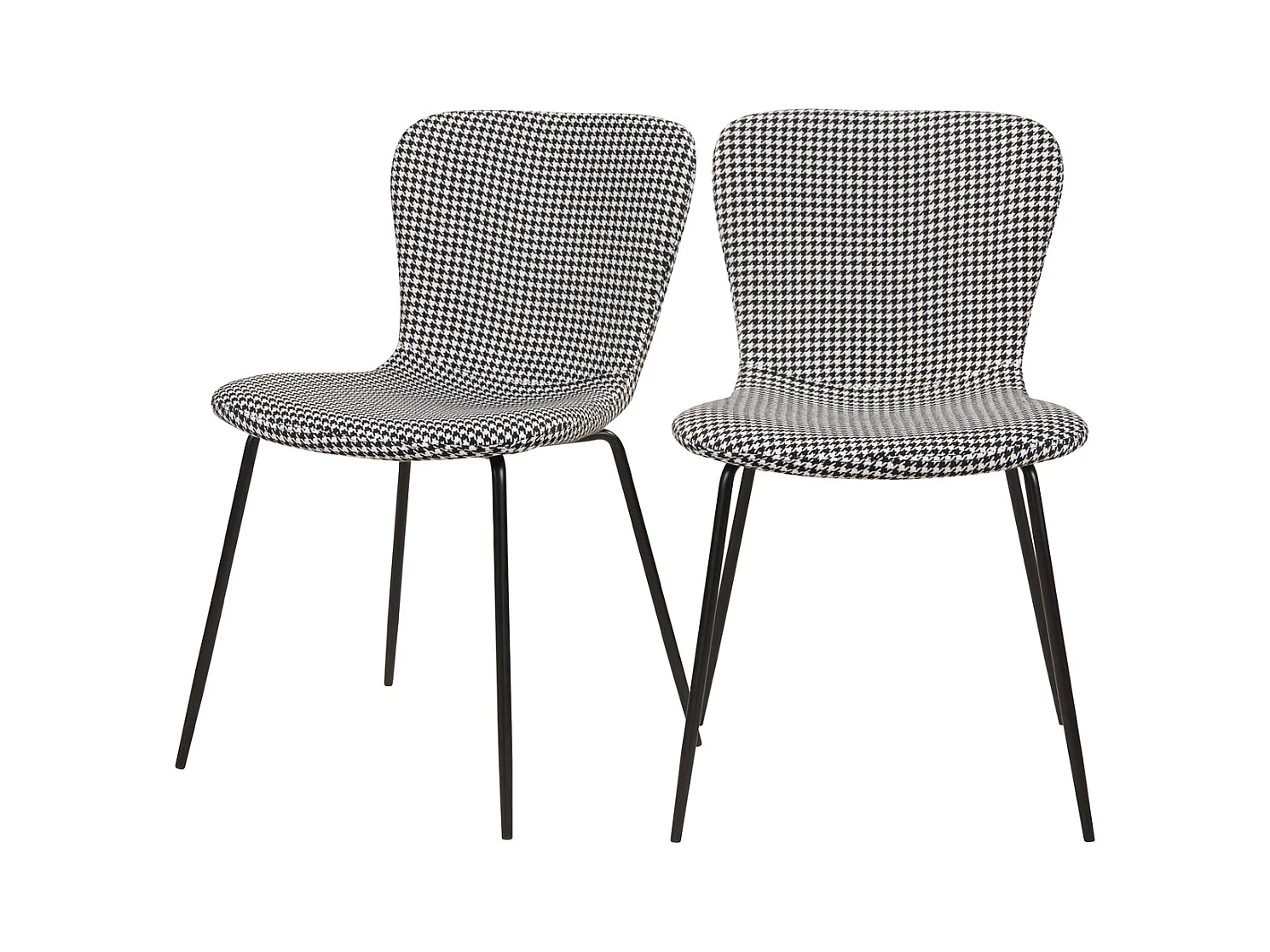 Set di 2 sedie in tessuto pied-de-poule con gambe in metallo - Koko