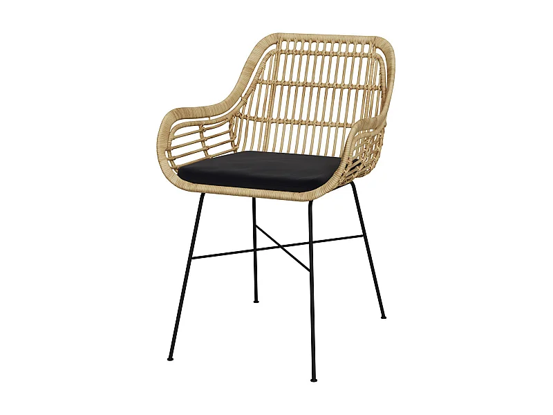 Silla de ratán natural con patas de metal - Chiloe