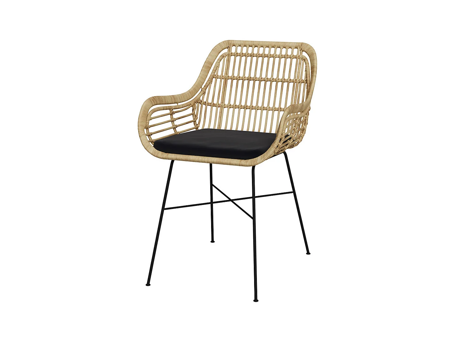 Silla de ratán natural con patas de metal - Chiloe