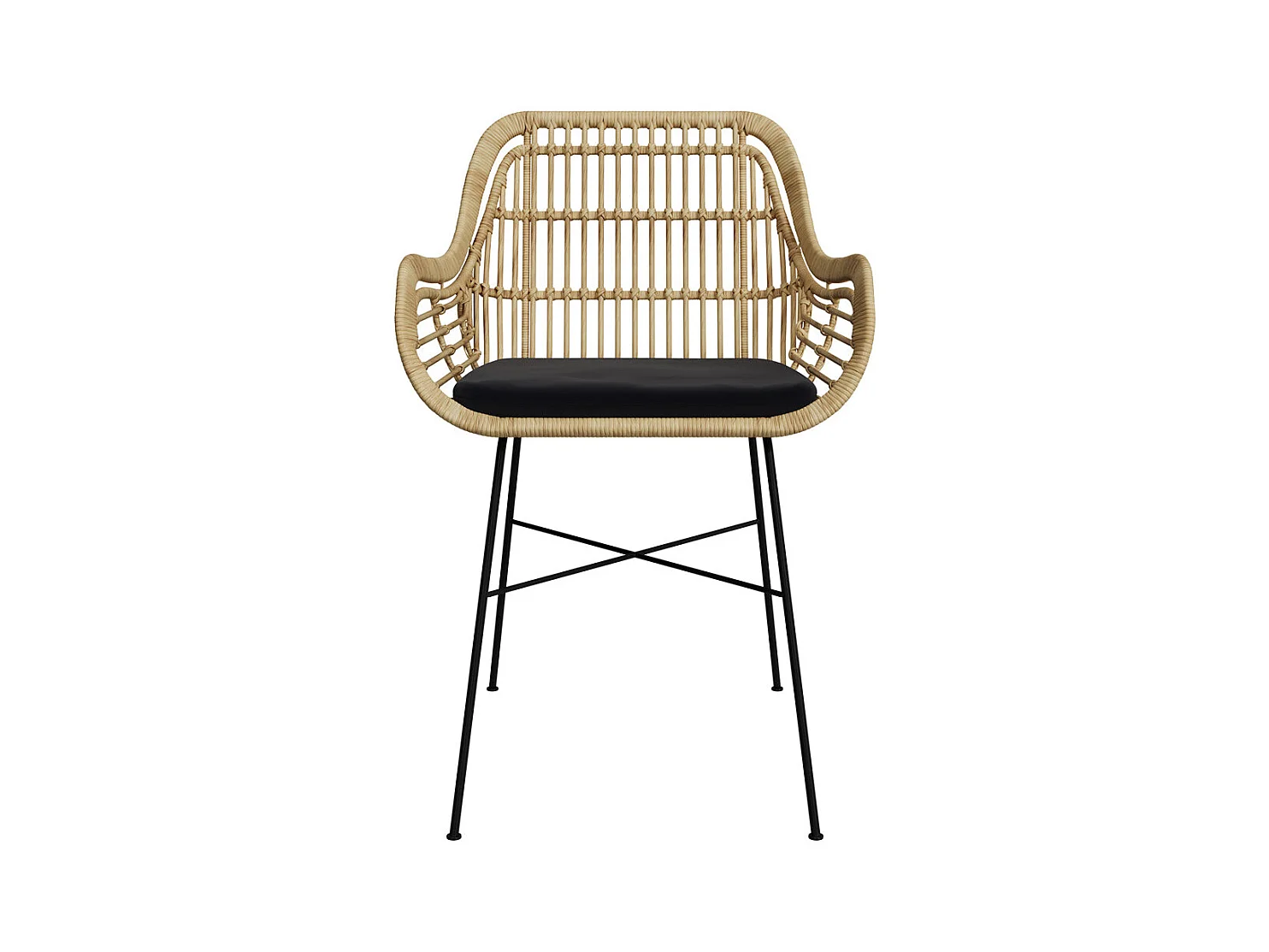 Silla de ratán natural con patas de metal - Chiloe