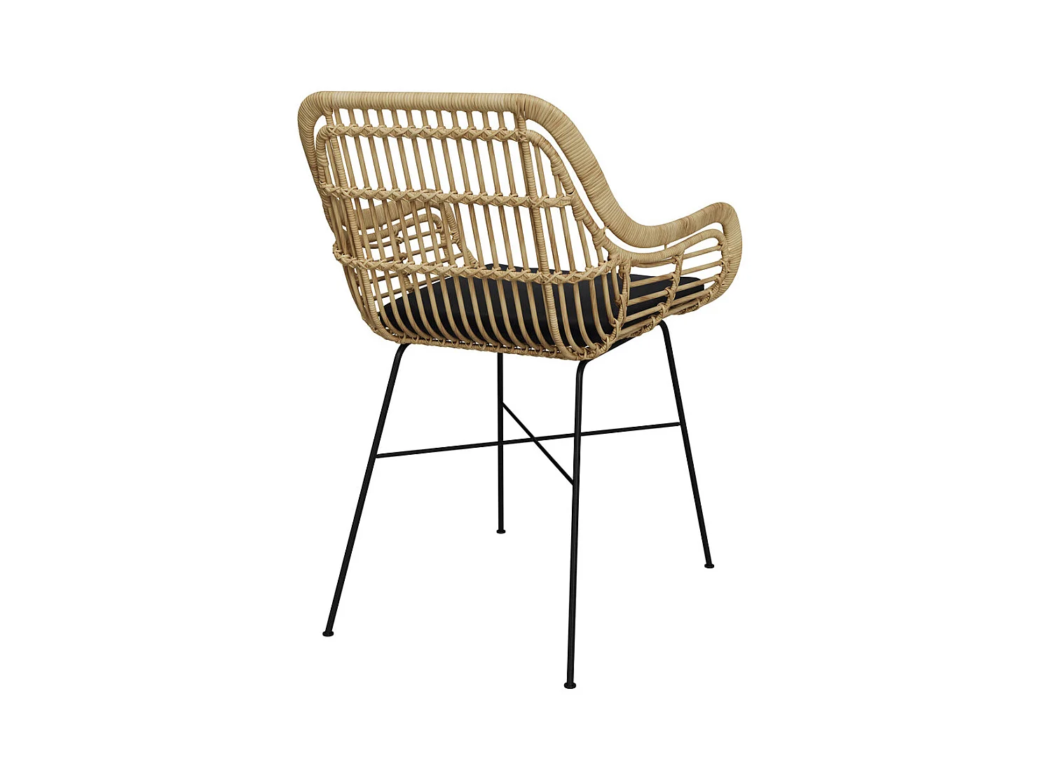 Silla de ratán natural con patas de metal - Chiloe