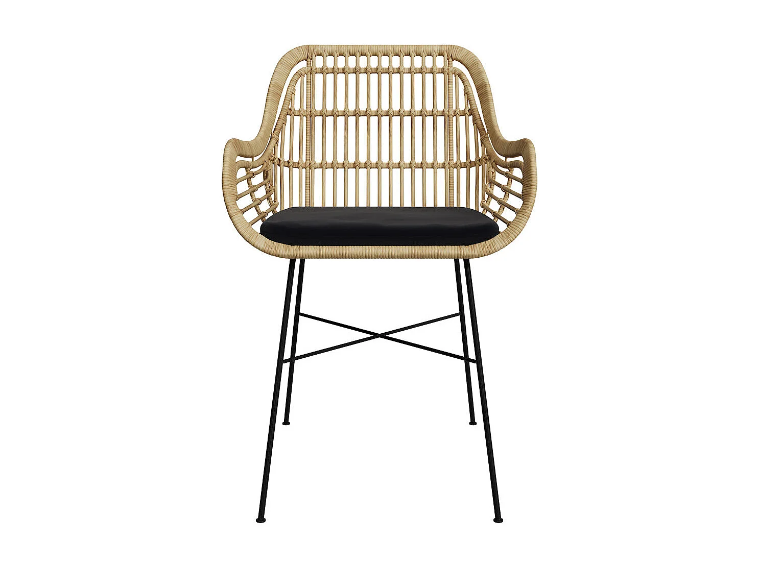 Chaise en rotin naturel et pieds en métal noir - Chiloe