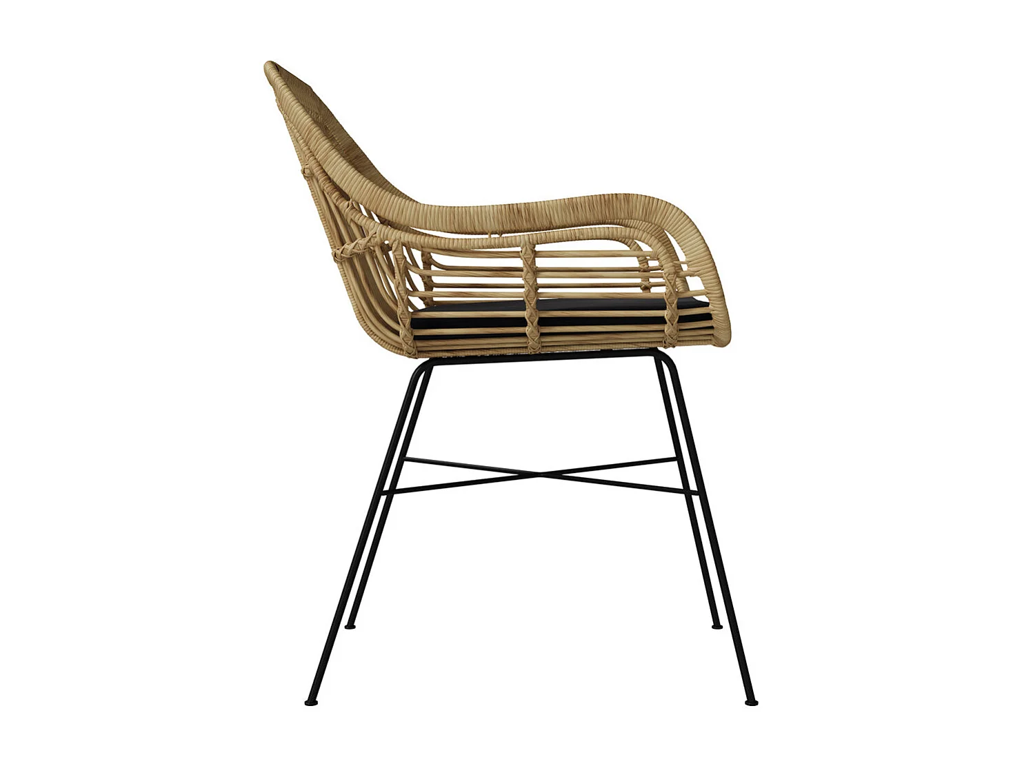 Chaise en rotin naturel et pieds en métal noir - Chiloe