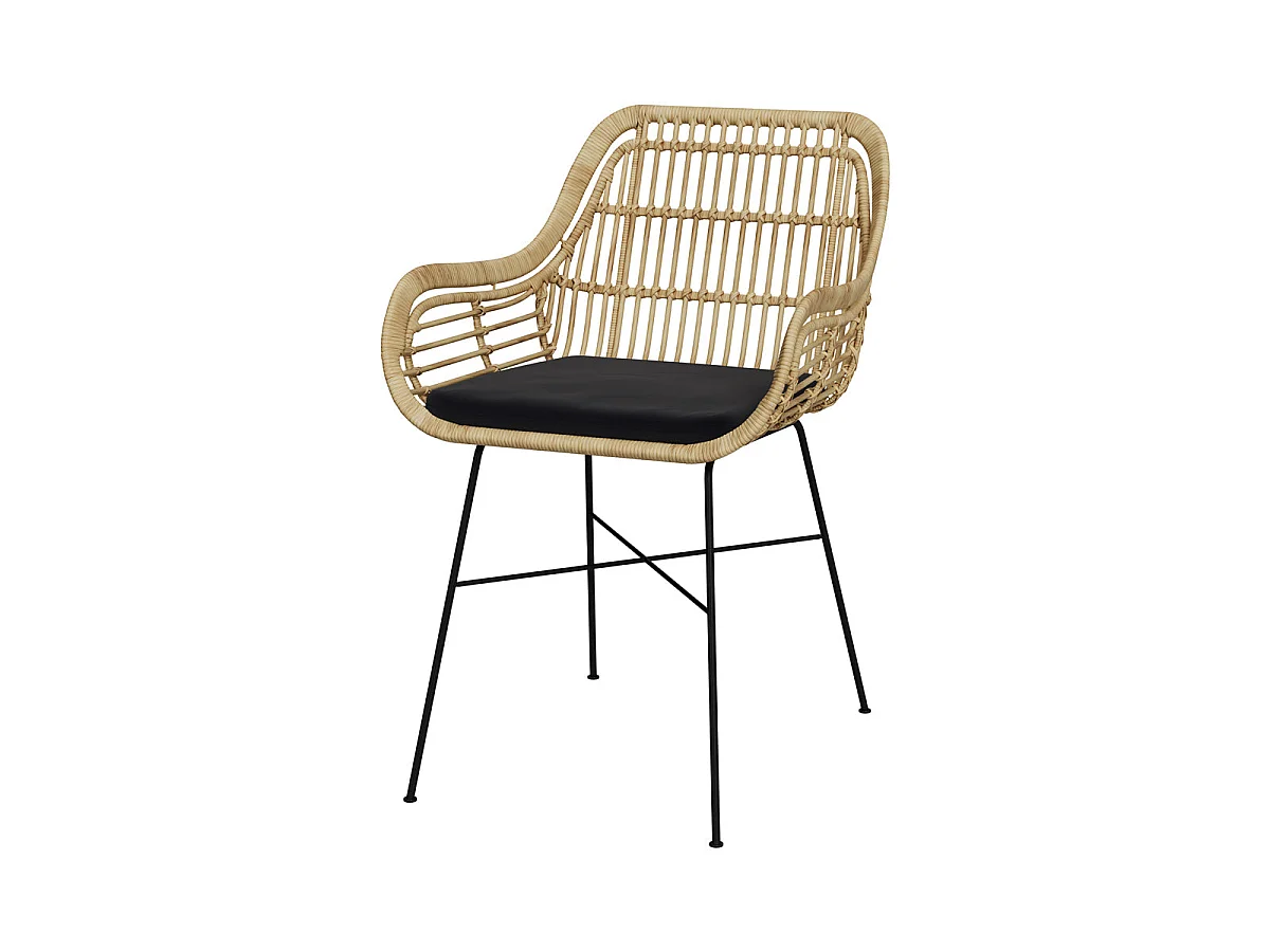 Chaise en rotin naturel et pieds en métal noir - Chiloe