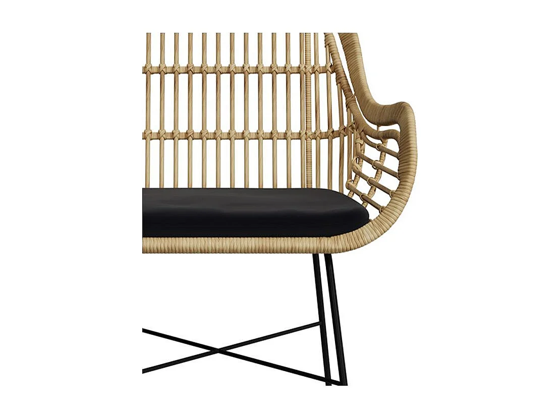 Chaise en rotin naturel et pieds en métal noir - Chiloe