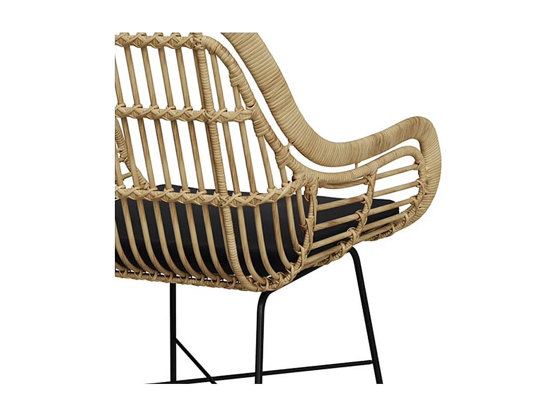 Chaise en rotin naturel et pieds en métal noir - Chiloe