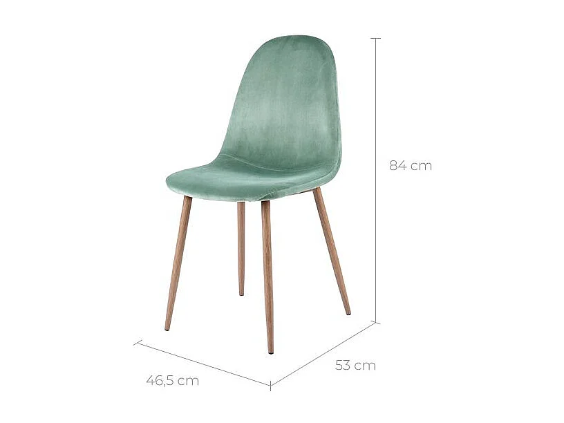 Set de 2 sillas de terciopelo verde agua - Fredrik