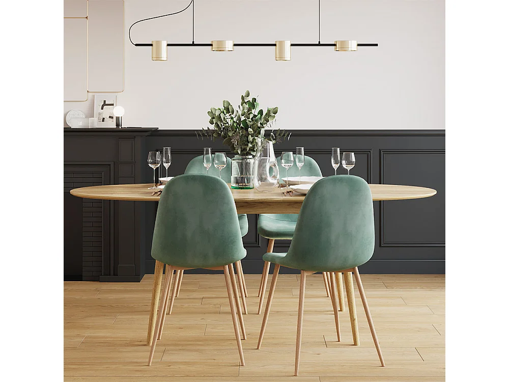 Set de 2 sillas de terciopelo verde agua - Fredrik
