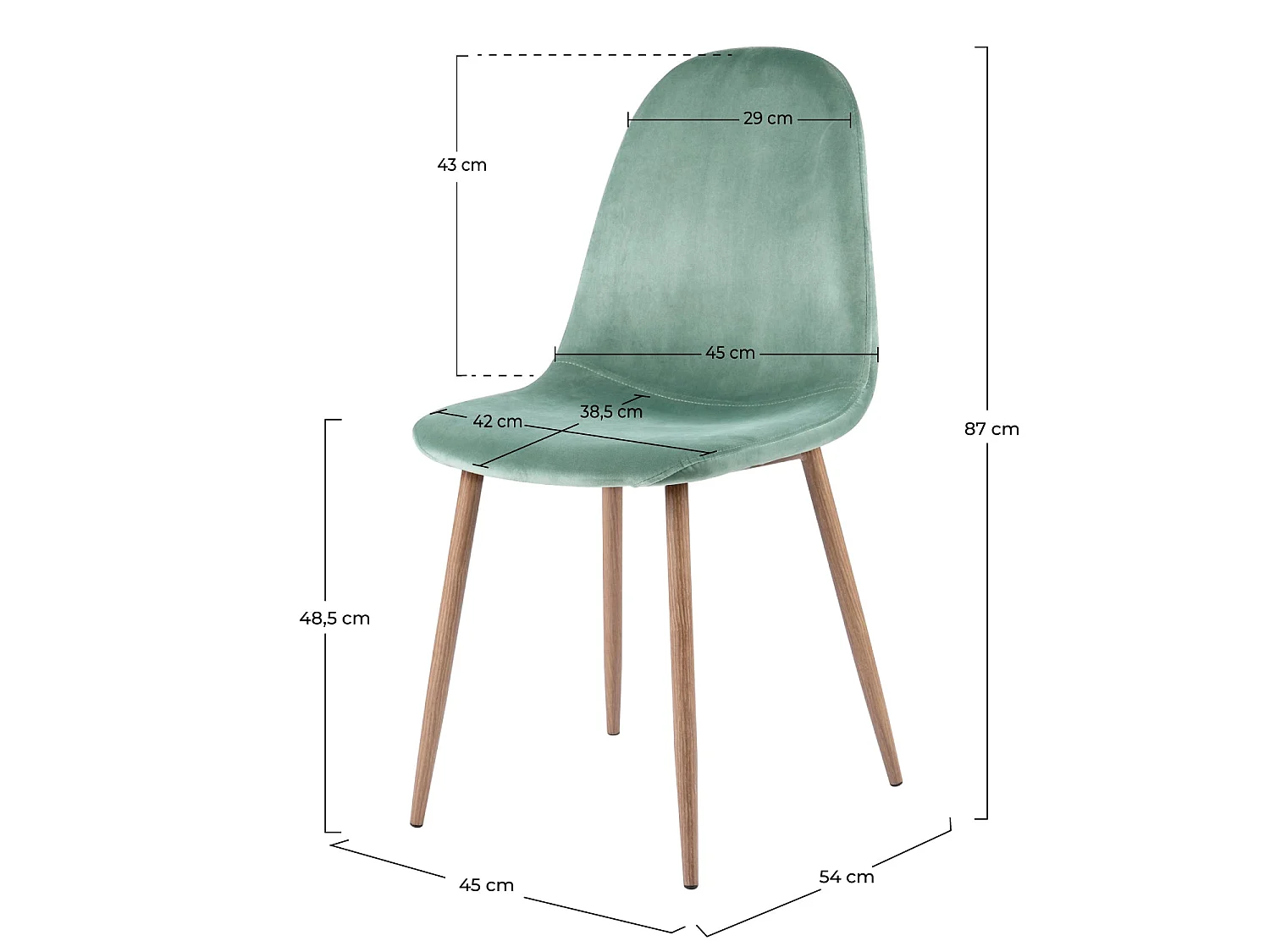 Set di 2 sedie in velluto verde acqua - Fredrik