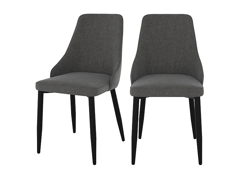 Lot de 2 chaises en tissu gris foncé et pieds en métal - Pipo
