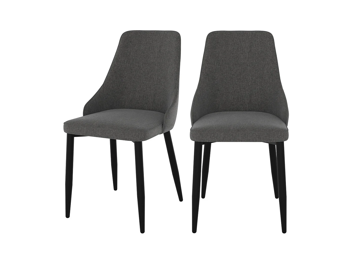 Set de 2 sillas en tela gris oscuro con patas de metal - Pipo