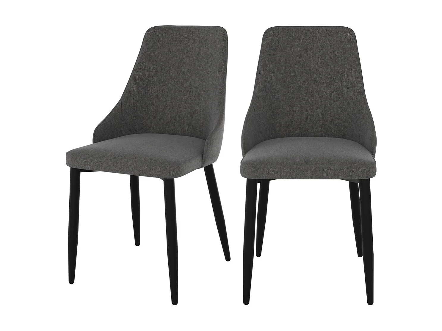 Lot de 2 chaises en tissu gris foncé et pieds en métal - Pipo