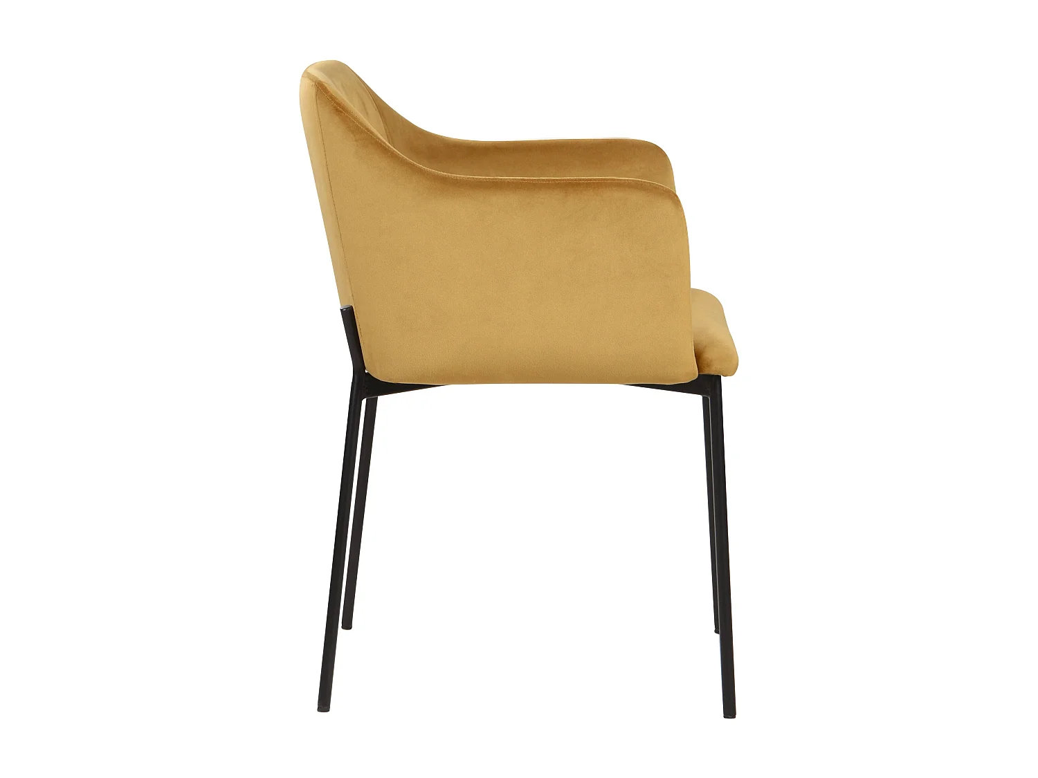 Poltrona in velluto giallo senape con gambe in metallo nero - Glam