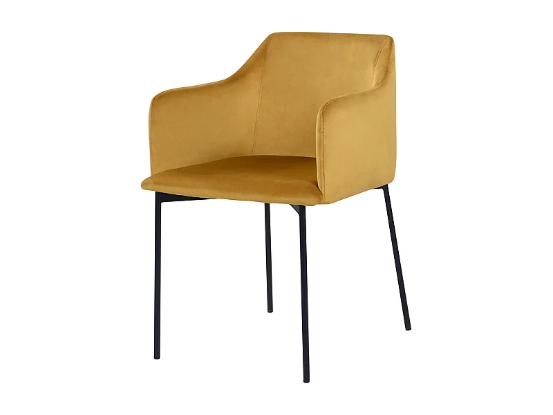 Poltrona in velluto giallo senape con gambe in metallo nero - Glam