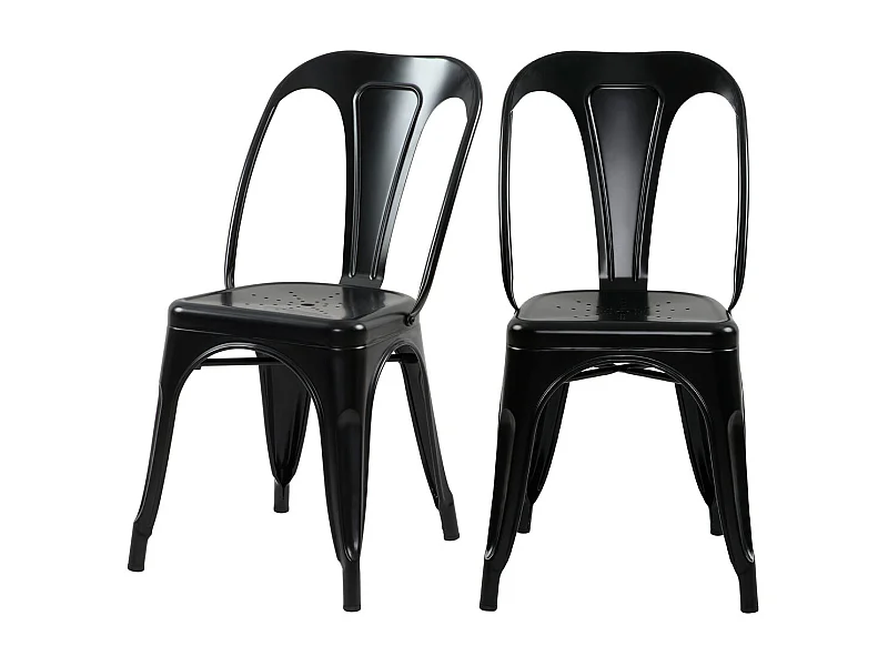 Lot de 2 chaises en métal noir mat - Indus