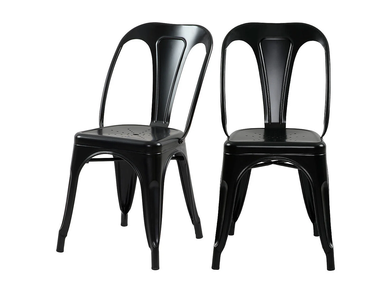 Lot de 2 chaises en métal noir mat - Indus