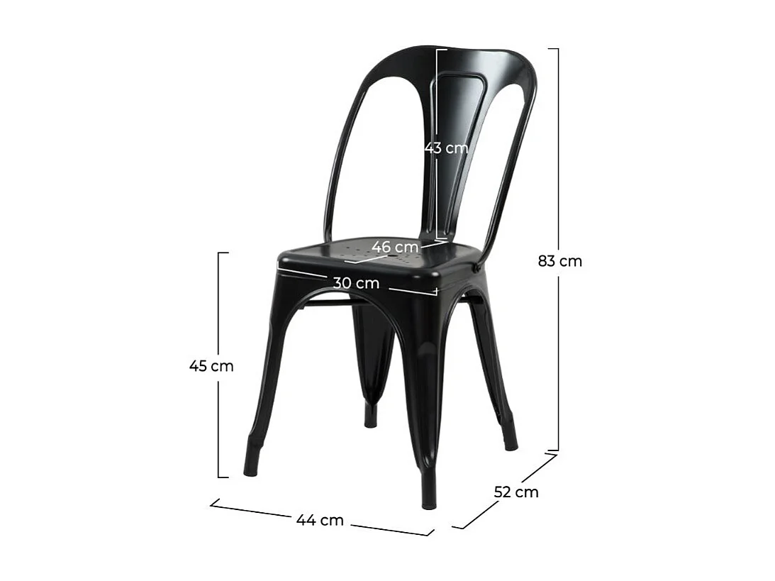 Lot de 2 chaises en métal noir mat - Indus
