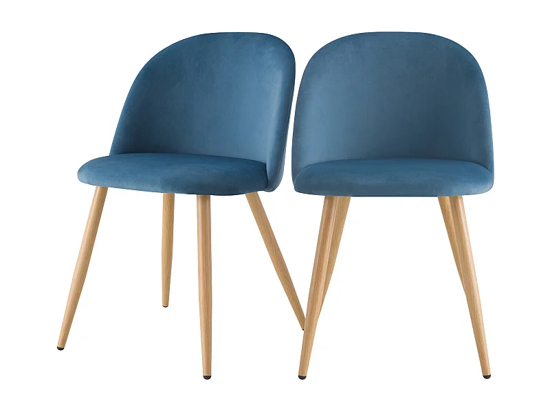 Set di 2 sedie in velluto blu con gambe in metallo - Cozy