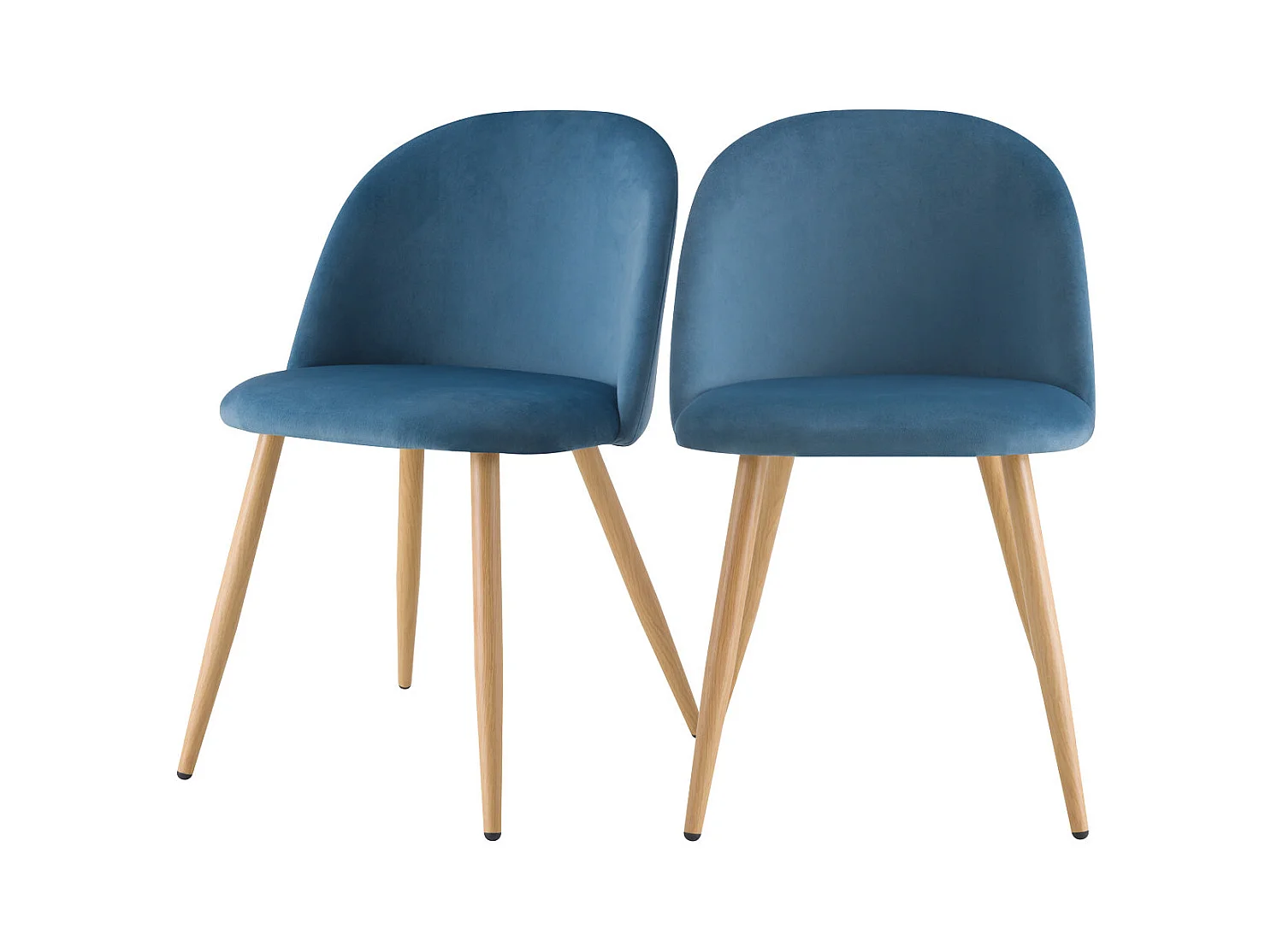 Set di 2 sedie in velluto blu con gambe in metallo - Cozy