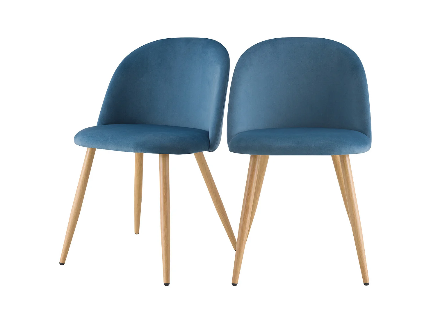 Lot de 2 chaises en velours bleu et pieds en métal - Cozy