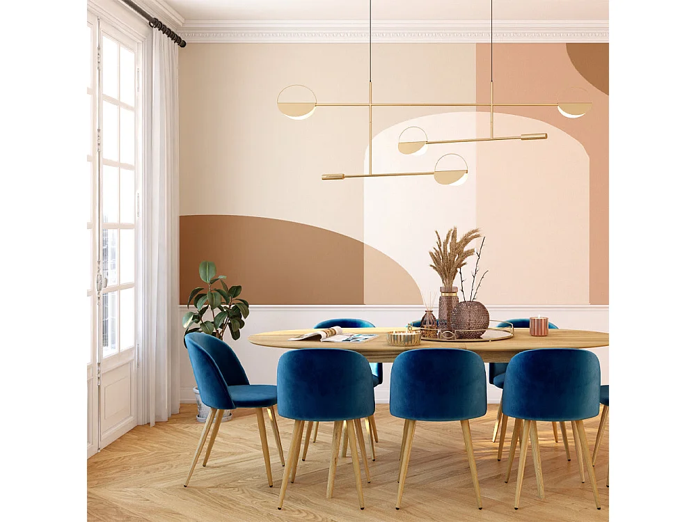 Lot de 2 chaises en velours bleu et pieds en métal - Cozy