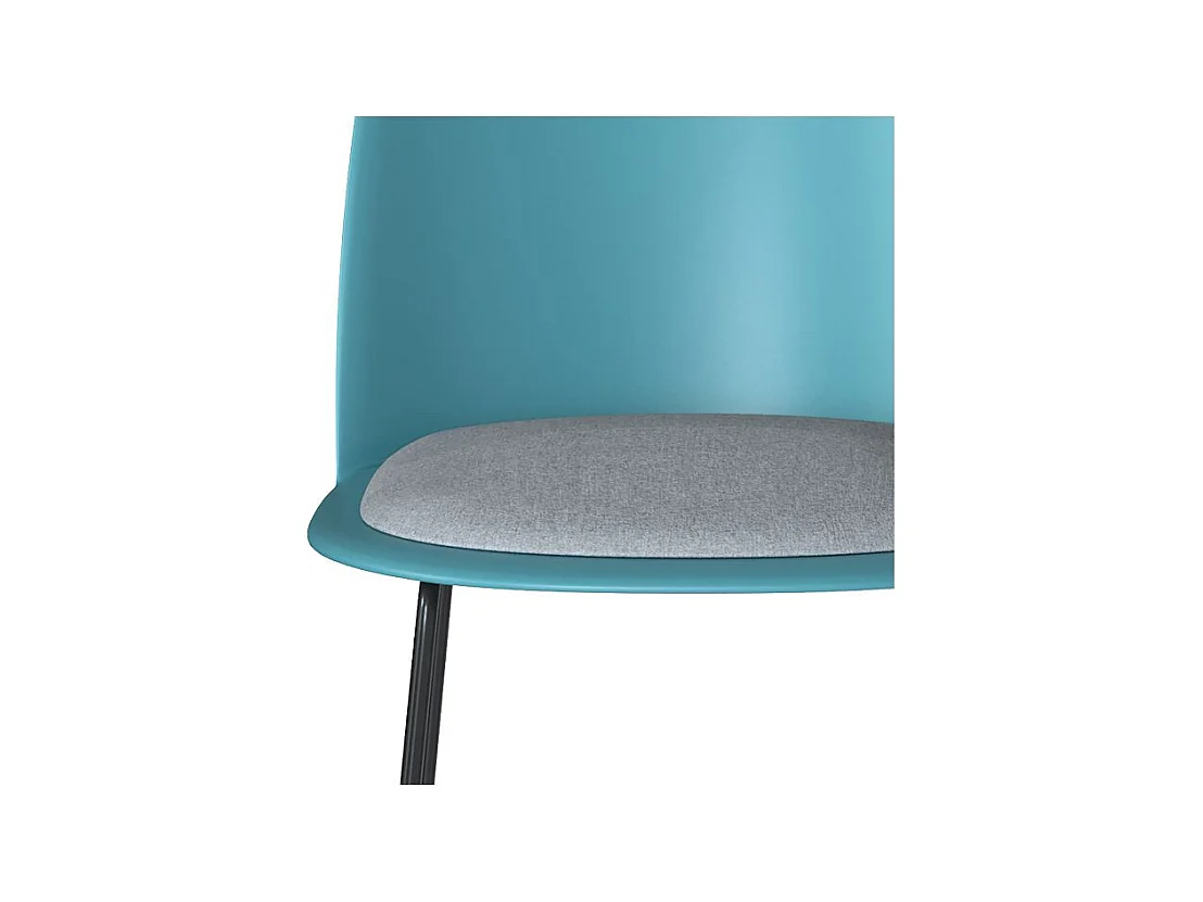 Set de 2 sillas de plástico azul con tela gris y patas de metal - Lulu