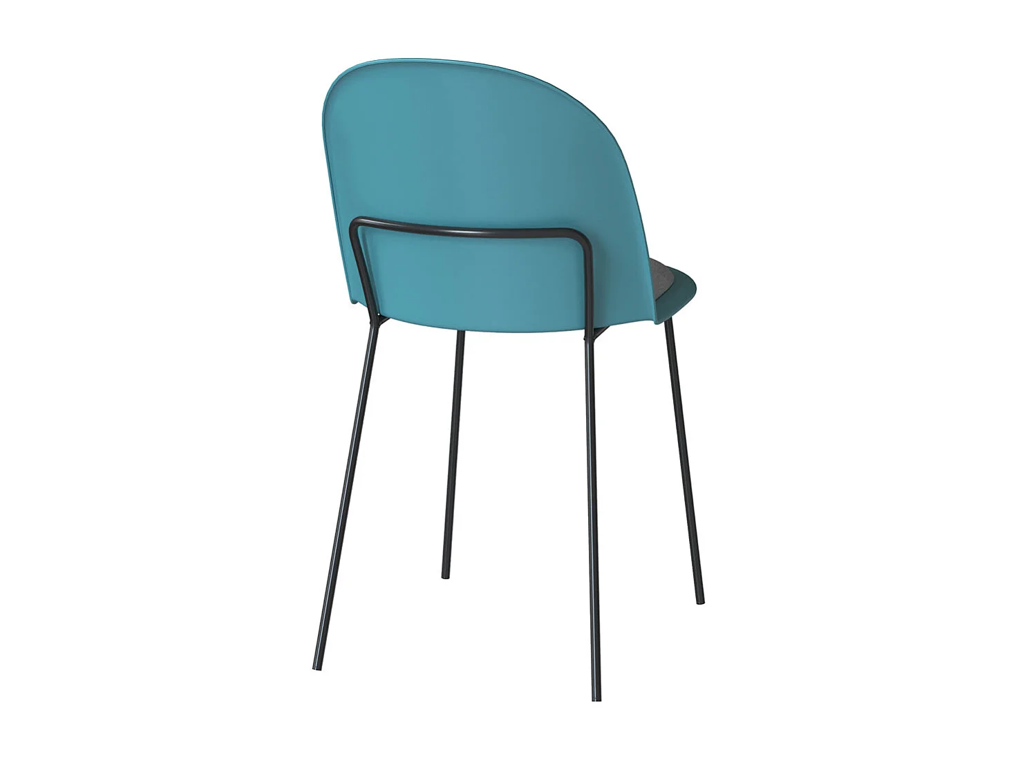Lot de 2 chaises bleues en plastique, tissu gris et pieds en métal - Lulu