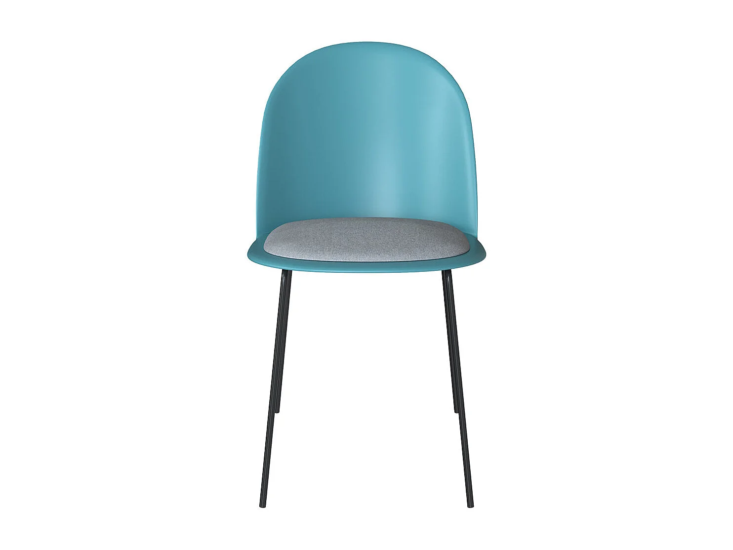 Lot de 2 chaises bleues en plastique, tissu gris et pieds en métal - Lulu