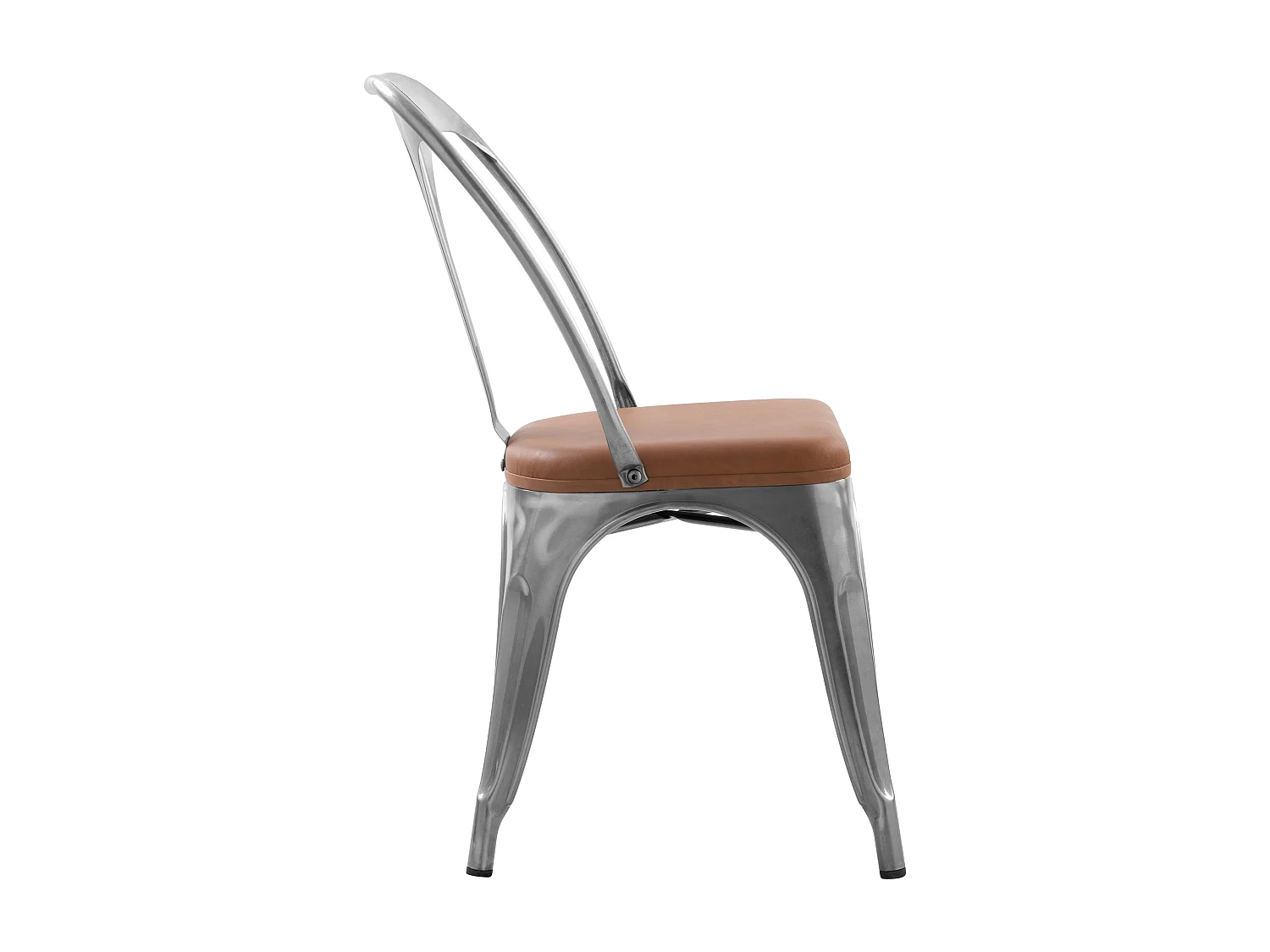 Lot de 2 chaises en métal chrome et cuir synthétique marron - Charly