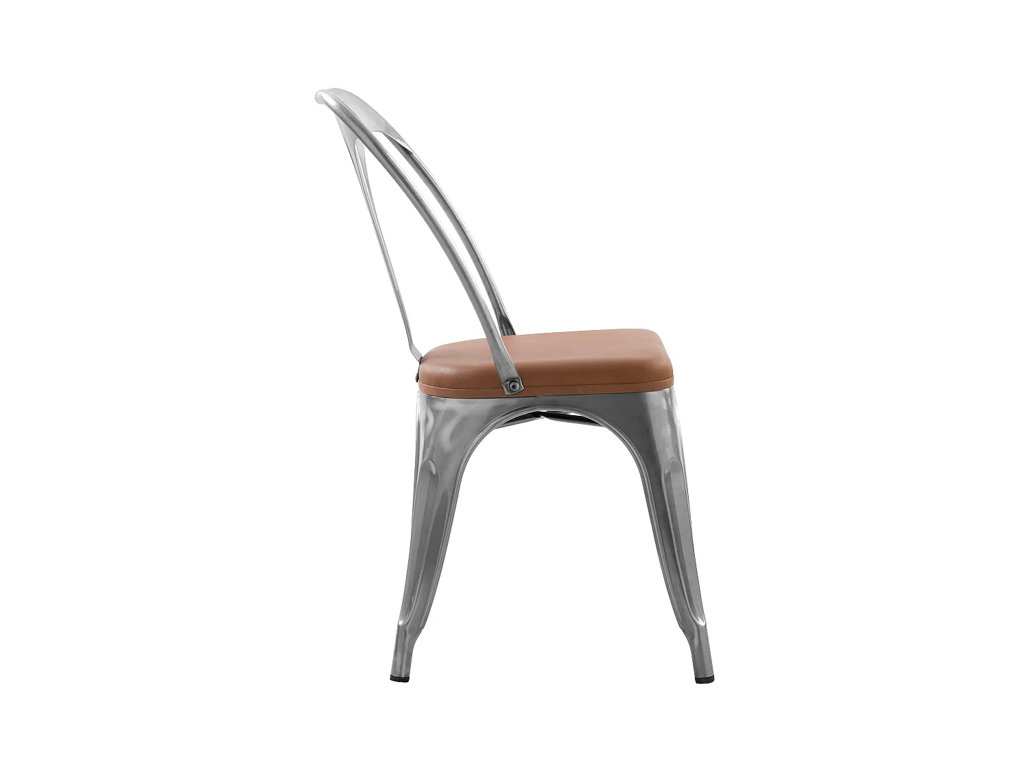 Lot de 2 chaises en métal chrome et cuir synthétique marron - Charly