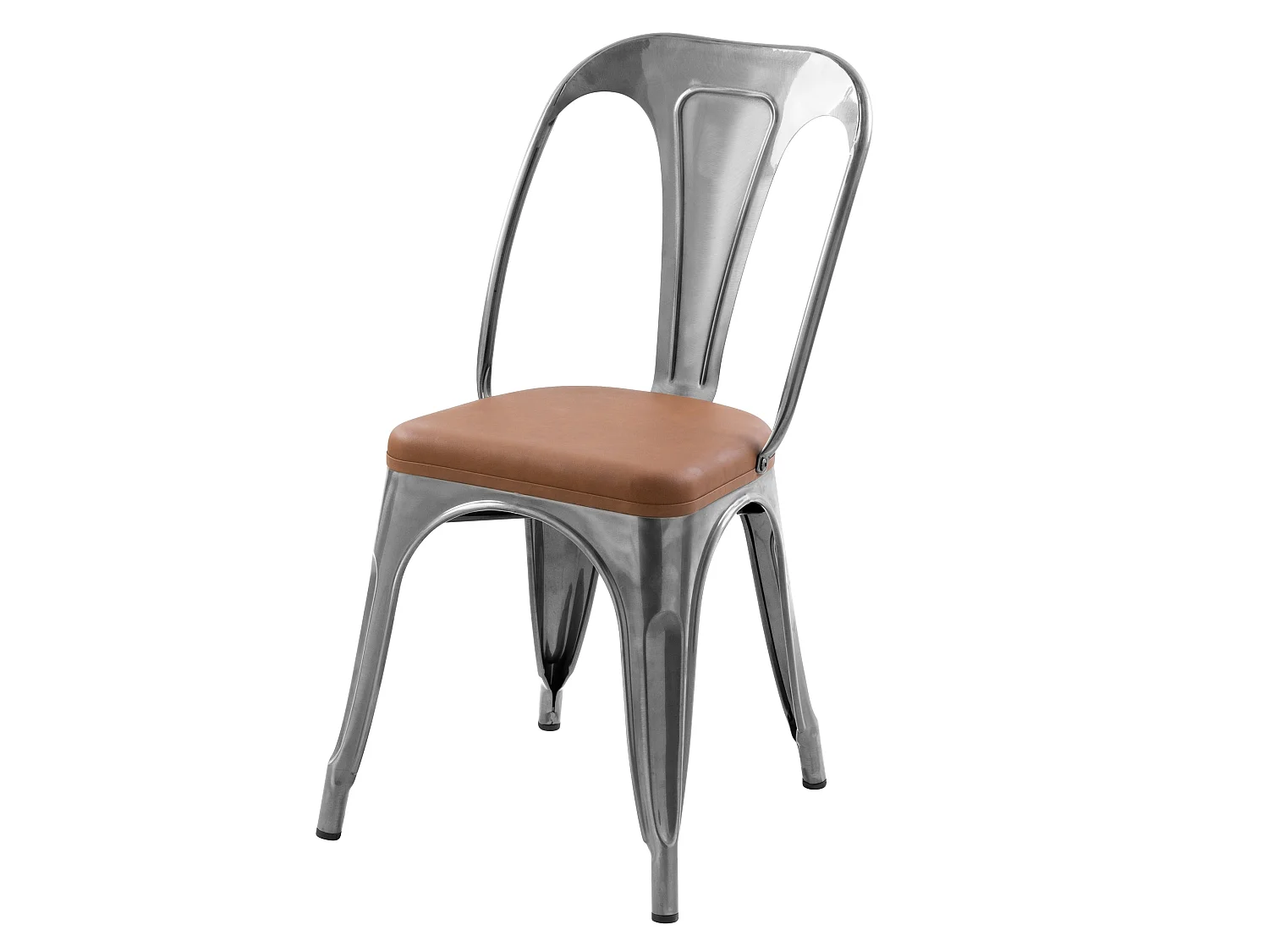 Set di 2 sedie in metallo cromato e cuoio sintetico marrone - Charly