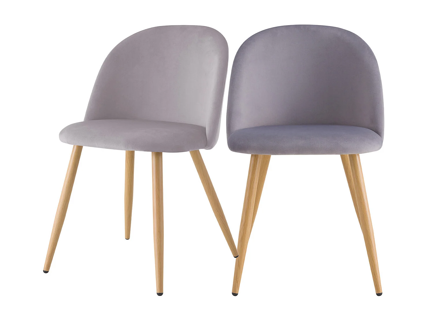 Lot de 2 chaises en velours gris et pieds en métal - Cozy