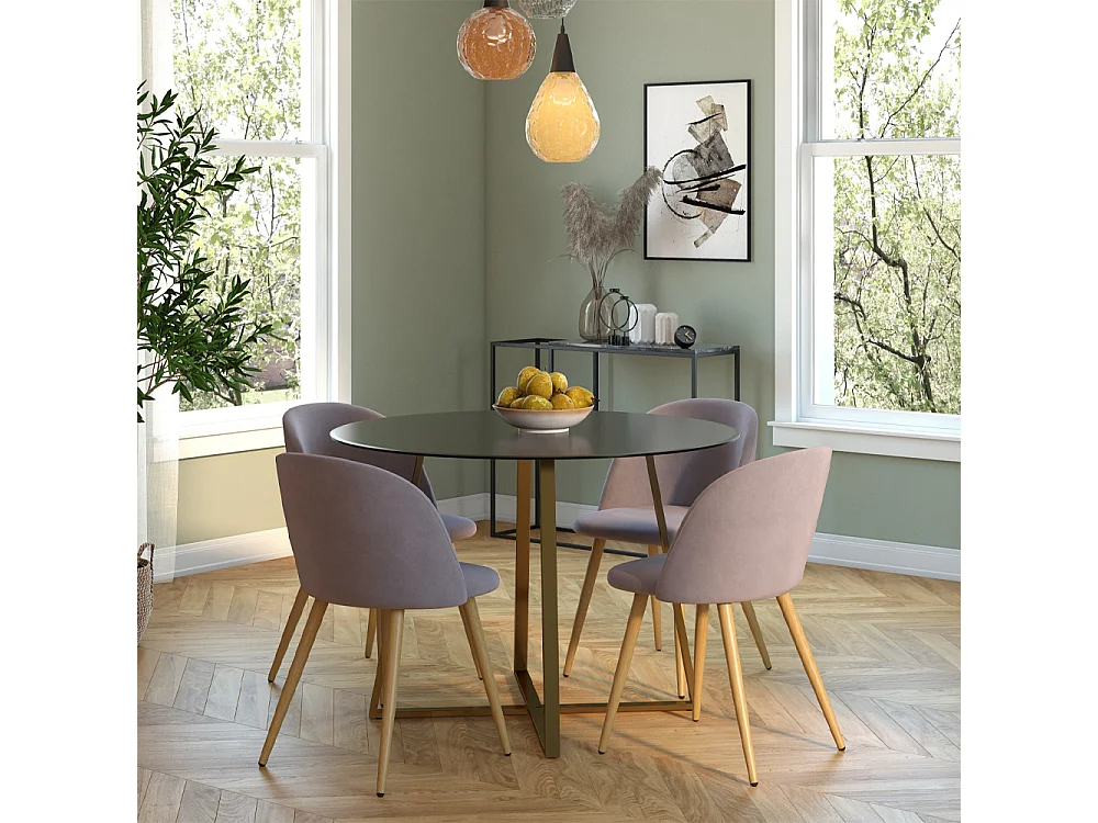 Lot de 2 chaises en velours gris et pieds en métal - Cozy